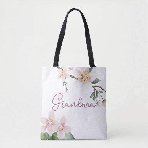 Watercolor Apple Blossoms Grandma Tote Bag