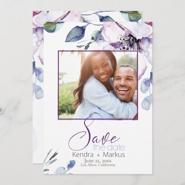 Watercolor Apple Blossoms Save the Date Invitation (Front/Back)