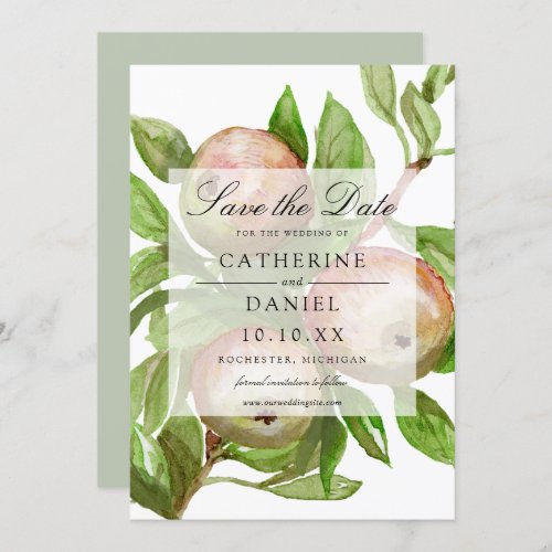 Watercolor apple branch save the date card