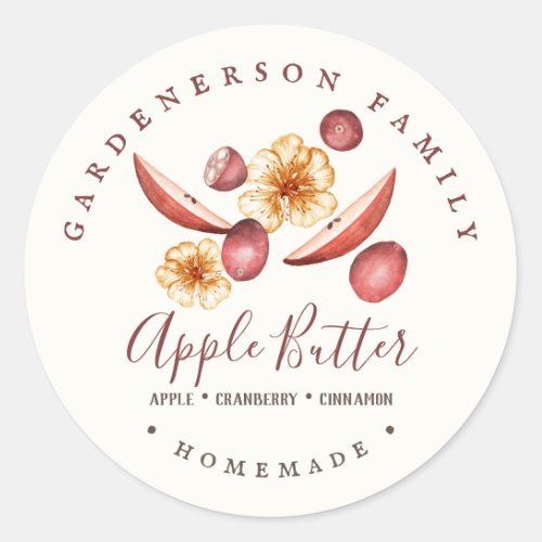 Watercolor Apple Butter Classic Round Sticker