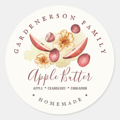 Watercolor Apple Butter Classic Round Sticker