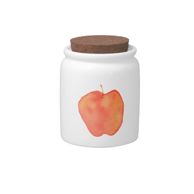 Watercolor Apple Candy Jar (Front)