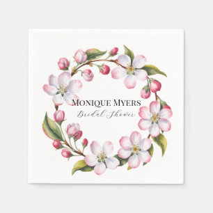 Watercolor Apple Cherry Blossom Bridal Shower Napkins