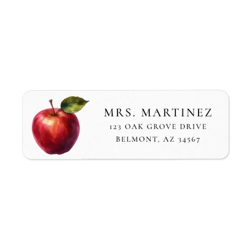 Watercolor Apple for Teacher Return Address Label