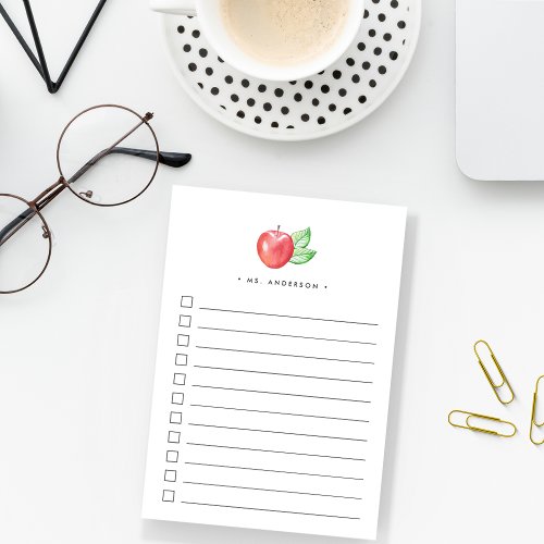 Watercolor Apple  Lined Checklist Post_it Notes