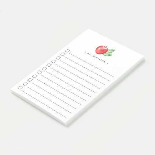 Watercolor Apple | Lined Checklist Post-it Notes