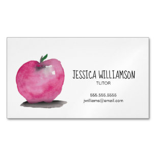 Watercolor APPLE modern Teacher TUTOR Business Card Magnet