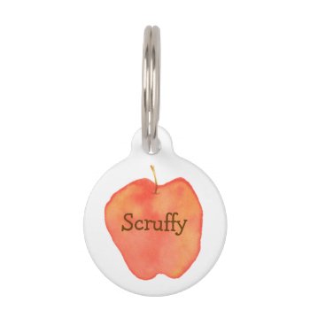 Watercolor Apple Name Pet Id Tag by scribbleprints at Zazzle