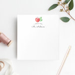 Watercolor Apple Note from Teacher Notepad<br><div class="desc">Cute notepad design for teachers feature "a note from" and your name in black block and script lettering,  topped by a single red watercolor apple illustration.</div>
