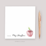 Watercolor Apple Note From Teacher Notepad<br><div class="desc">Teachers spend a lot of time with our little ones, show them your appreciation with a notepad gift personalized just for them.</div>