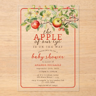 Watercolor Apple of Our Eye Fall Baby Shower Acrylic Invitations