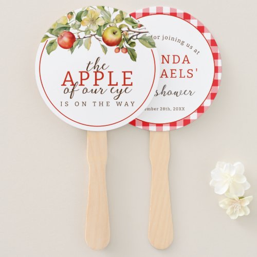 Watercolor Apple of Our Eye Fall Baby Shower Hand Fan