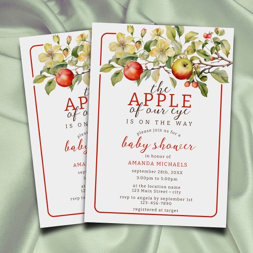 Watercolor Apple of Our Eye Fall Baby Shower Invitation