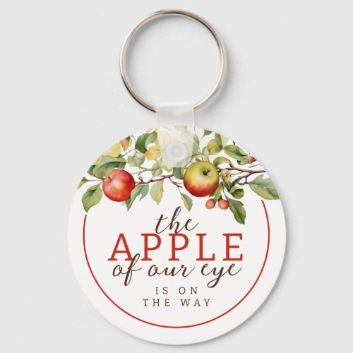 Watercolor Apple of Our Eye Fall Baby Shower Keychain