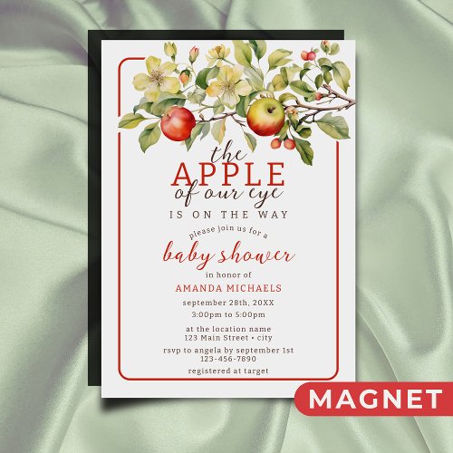 Watercolor Apple of Our Eye Fall Baby Shower Magnetic Invitation