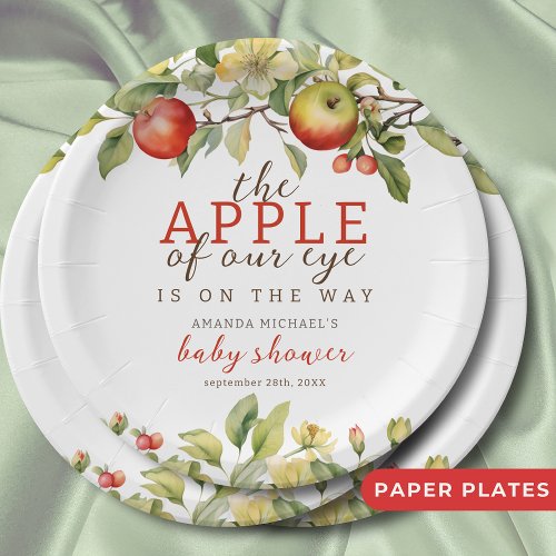 Watercolor Apple of Our Eye Fall Baby Shower Paper Plates