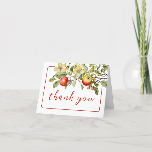 Watercolor Apple of Our Eye Fall Baby Shower Thank You Card