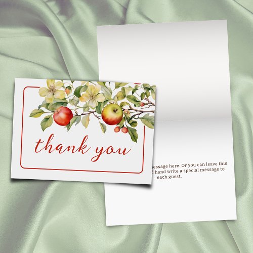 Watercolor Apple of Our Eye Fall Baby Shower Thank You Card