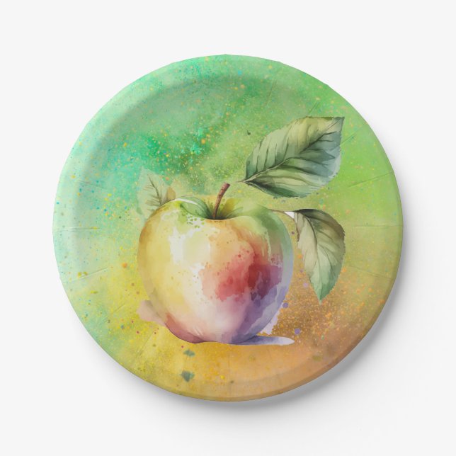 watercolor apple paper plates (Front)