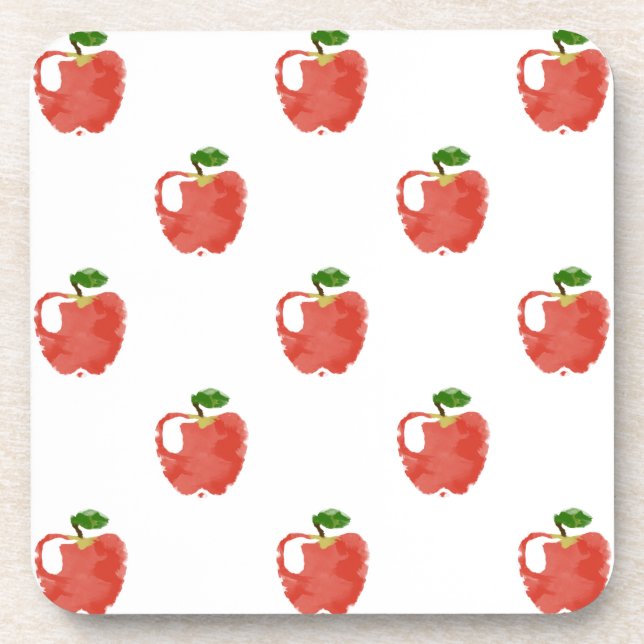 Watercolor Apple Pattern Coaster (Front)