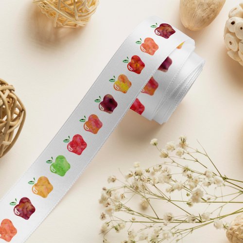 Watercolor Apple Pattern Ribbon