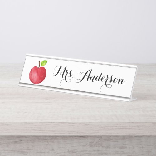 Watercolor Apple Personalized Teacher Name Plate