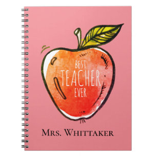 Watercolor Apple Personalized Teacher Notebook