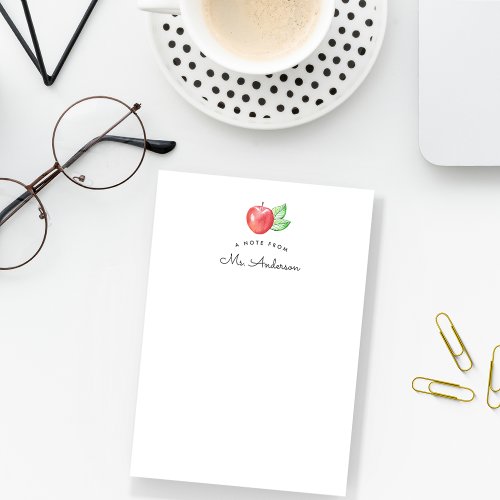 Watercolor Apple  Personalized Teacher Post_it Notes