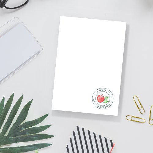 Watercolor Apple Personalized Teacher Post_it Notes
