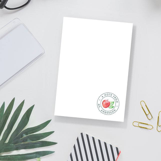 Watercolor Apple Personalized Teacher Post-it Notes (Creator Uploaded)