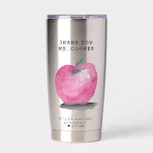 Watercolor Apple Personalized Teacher Thank you Insulated Tumbler