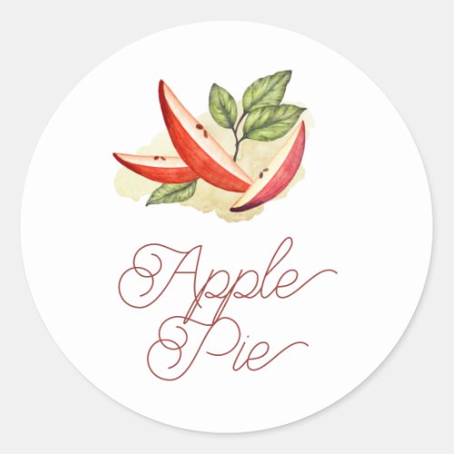 Watercolor Apple Pie  Classic Round Sticker