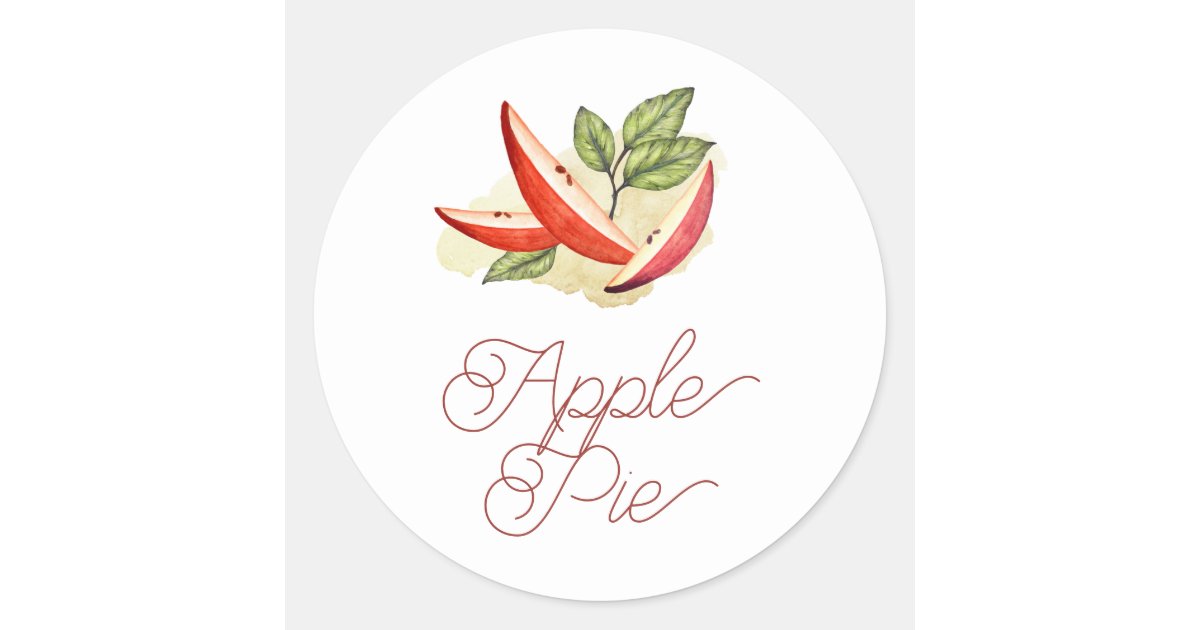 Watercolor Apple Pie Classic Round Sticker | Zazzle