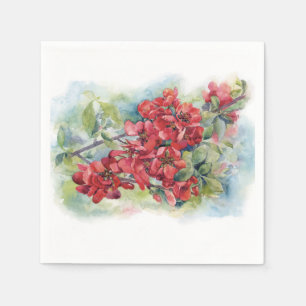 Watercolor apple quince flower flowers tree weddin napkins