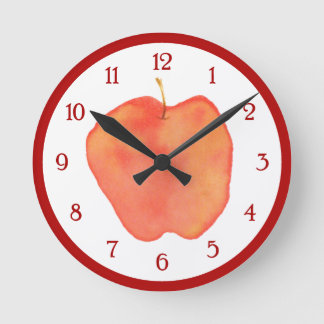 Watercolor Apple Round Clock