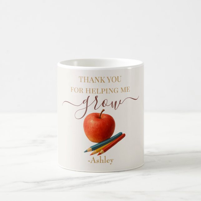 Watercolor Apple Teacher – Thank You Gift  Coffee Mug (Center)