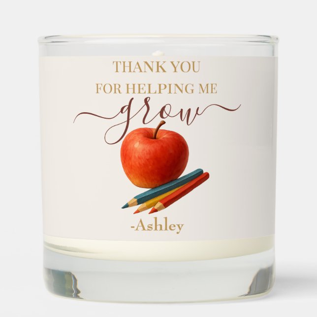 Watercolor Apple Teacher – Thank You Gift  Scented Candle (Front)