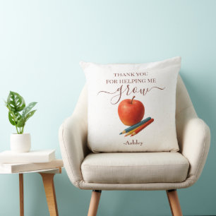Watercolor Apple Teacher – Thank You Gift Throw Pillow