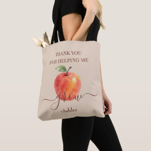 Watercolor Apple Teacher – Thank You Gift  Tote Bag