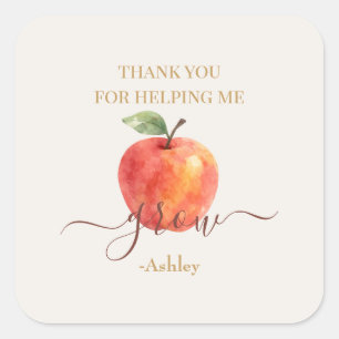 Watercolor Apple Teacher – Thank You Gifts - Square Sticker