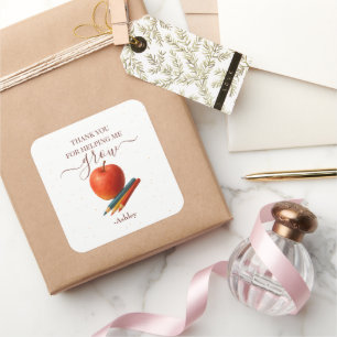 Watercolor Apple Teacher – Thank You Gifts -  Square Sticker