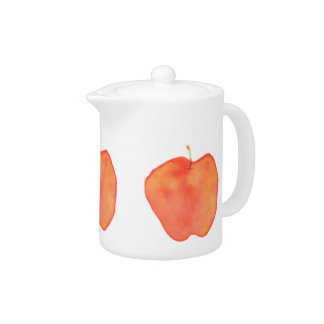 Watercolor Apple Teapot