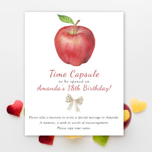 Watercolor Apple Time Capsule 1st birthday Poster