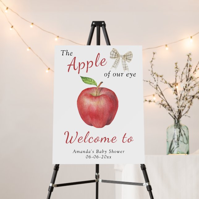Watercolor apple welcome baby shower party foam board (In Situ (Stand))