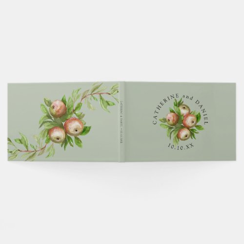 watercolor apples and branches wedding guest book