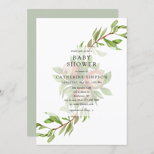 Watercolor apples baby shower invitation