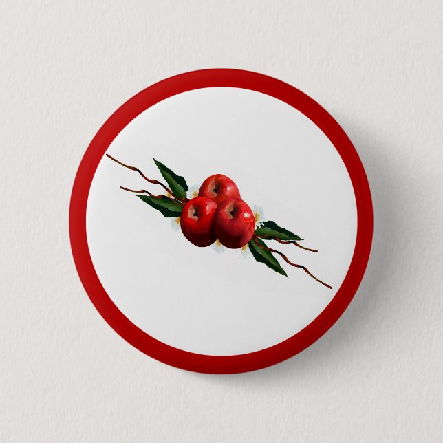 Watercolor Apples Button (Front)