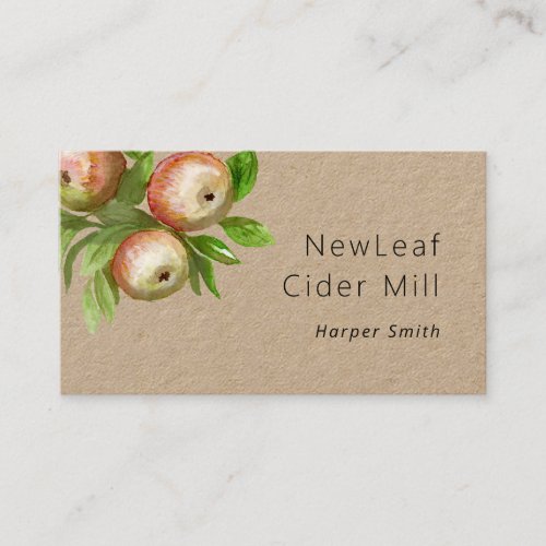 watercolor apples cider mill apple orchard business card