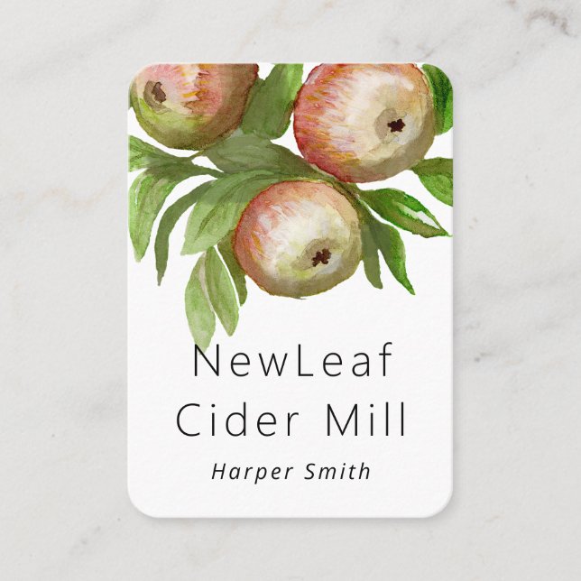 watercolor apples cider mill apple orchard business card (Front)