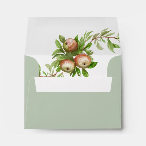 watercolor apples green envelope rsvp with address